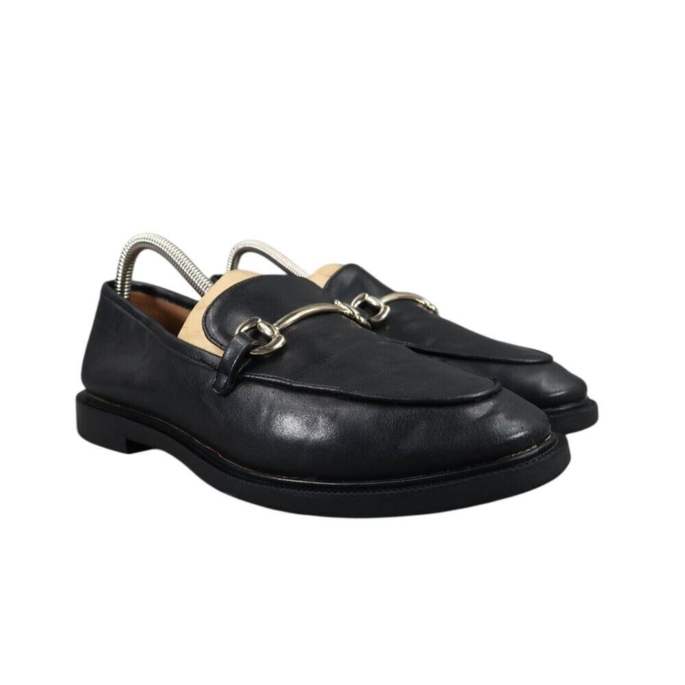 H&M Shoes Women 8 Loafer Fashion Classic Slip On Metal Buckle Black Solid Career